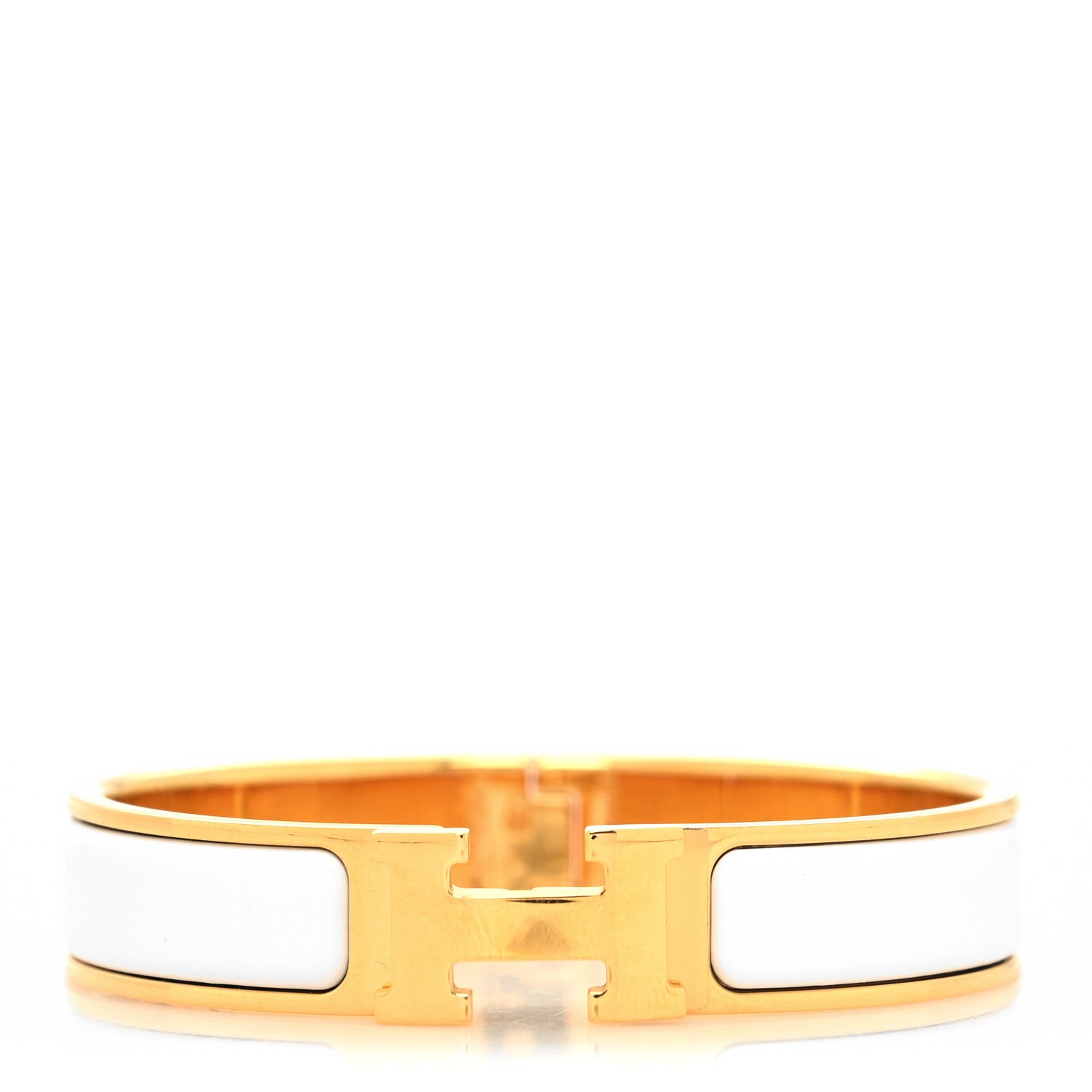 Hermes Enamel Narrow Clic Clac H Bracelet PM White 1 of 5