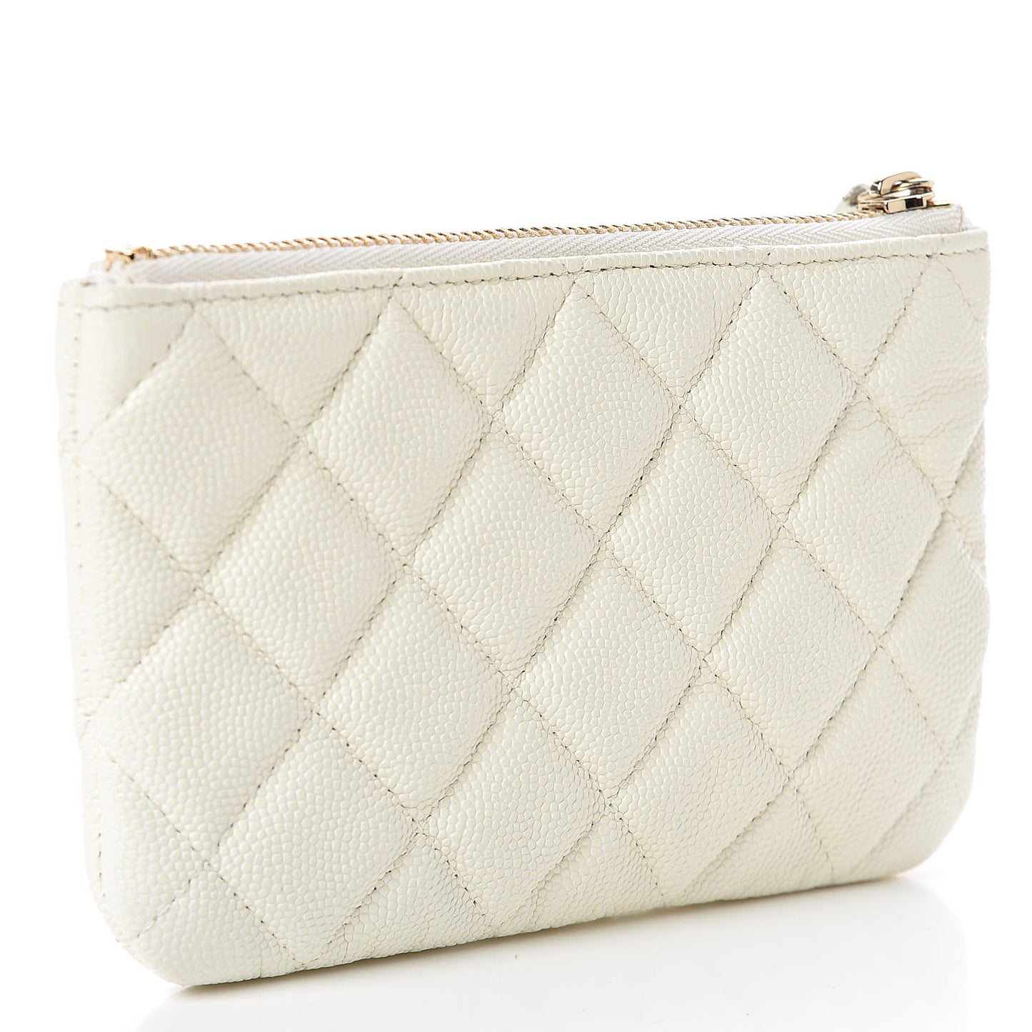 Caviar Quilted Small Cosmetic Case White