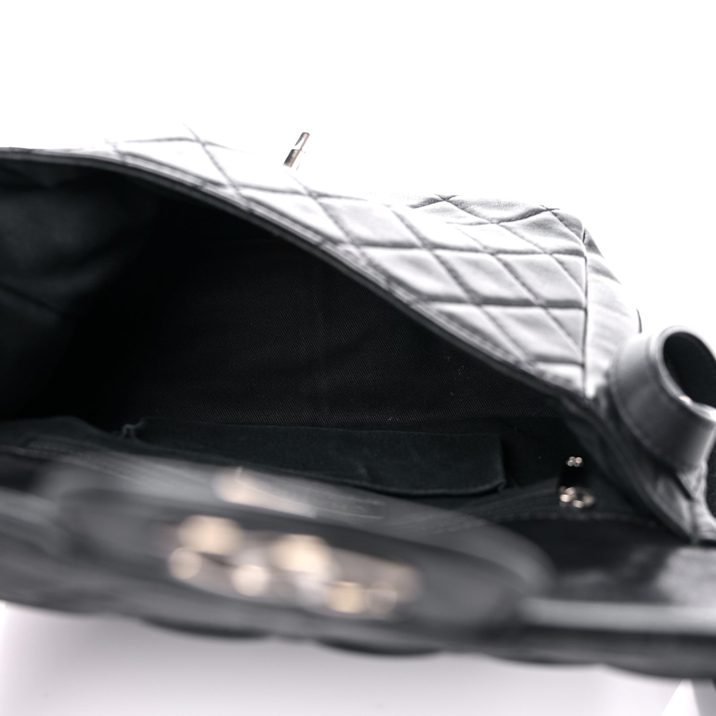 Lambskin Quilted Messenger Bag Black