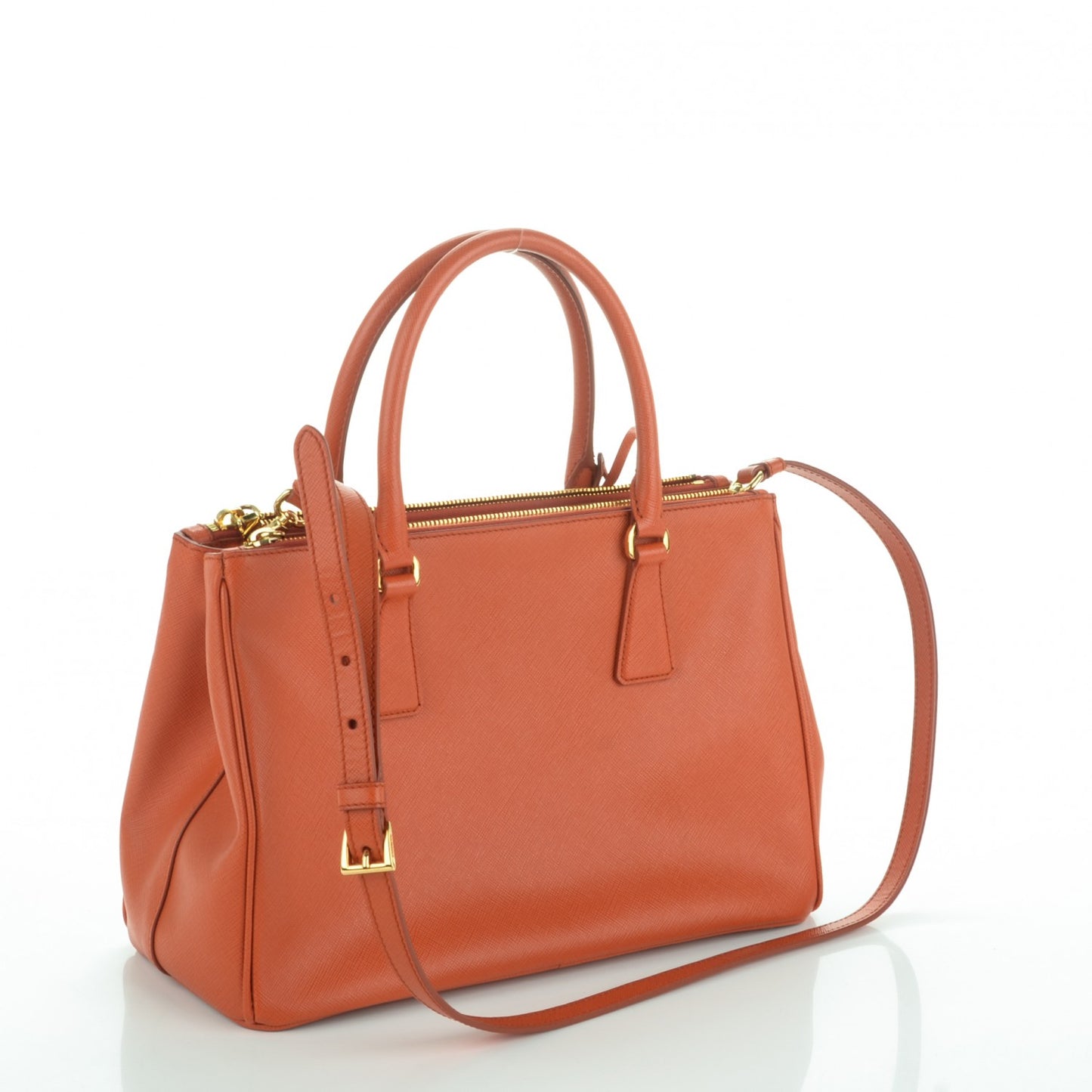 Saffiano Small Galleria Double Zip Tote Papaya