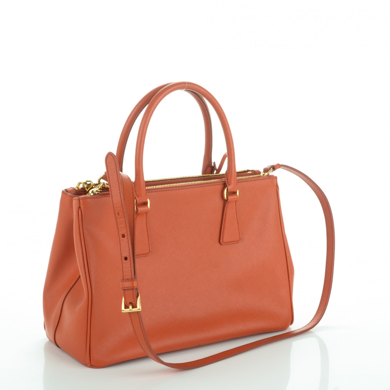 Prada Saffiano Small Galleria Double Zip Tote Papaya 3 of 8