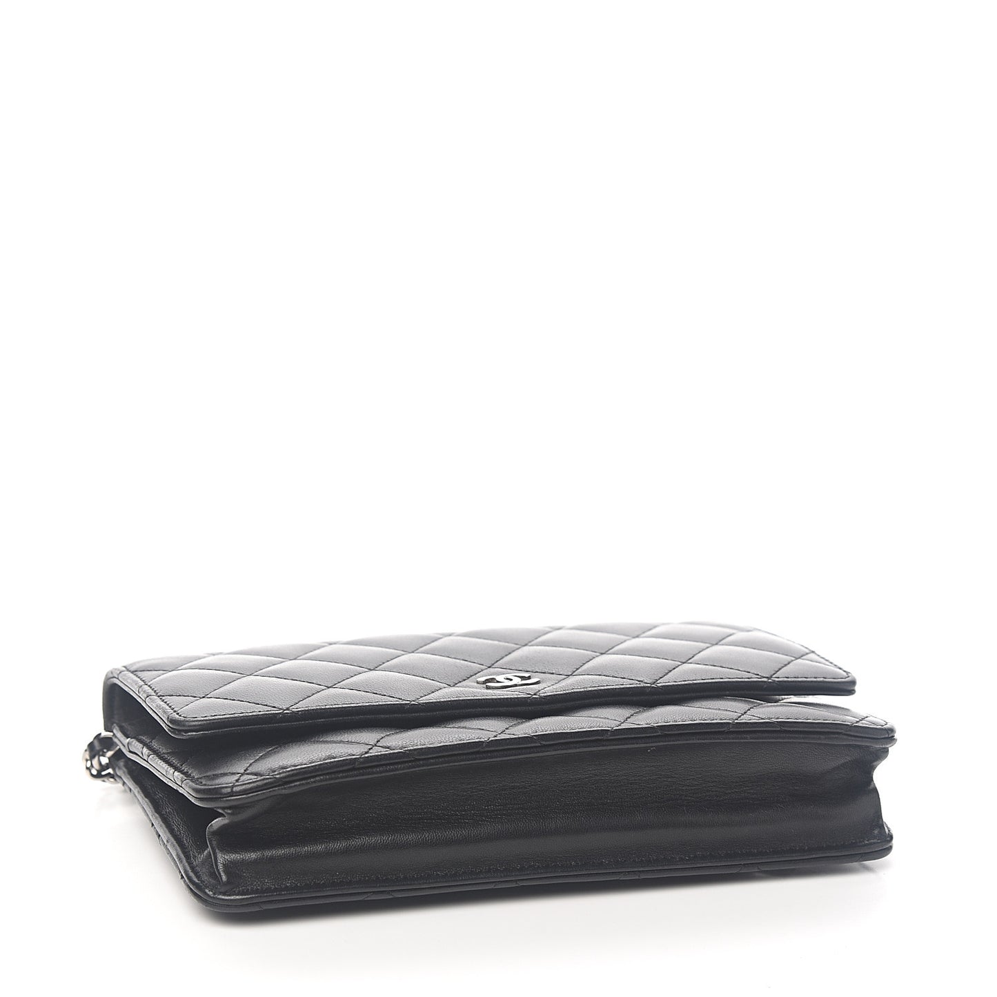 Lambskin Quilted Wallet On Chain WOC Black