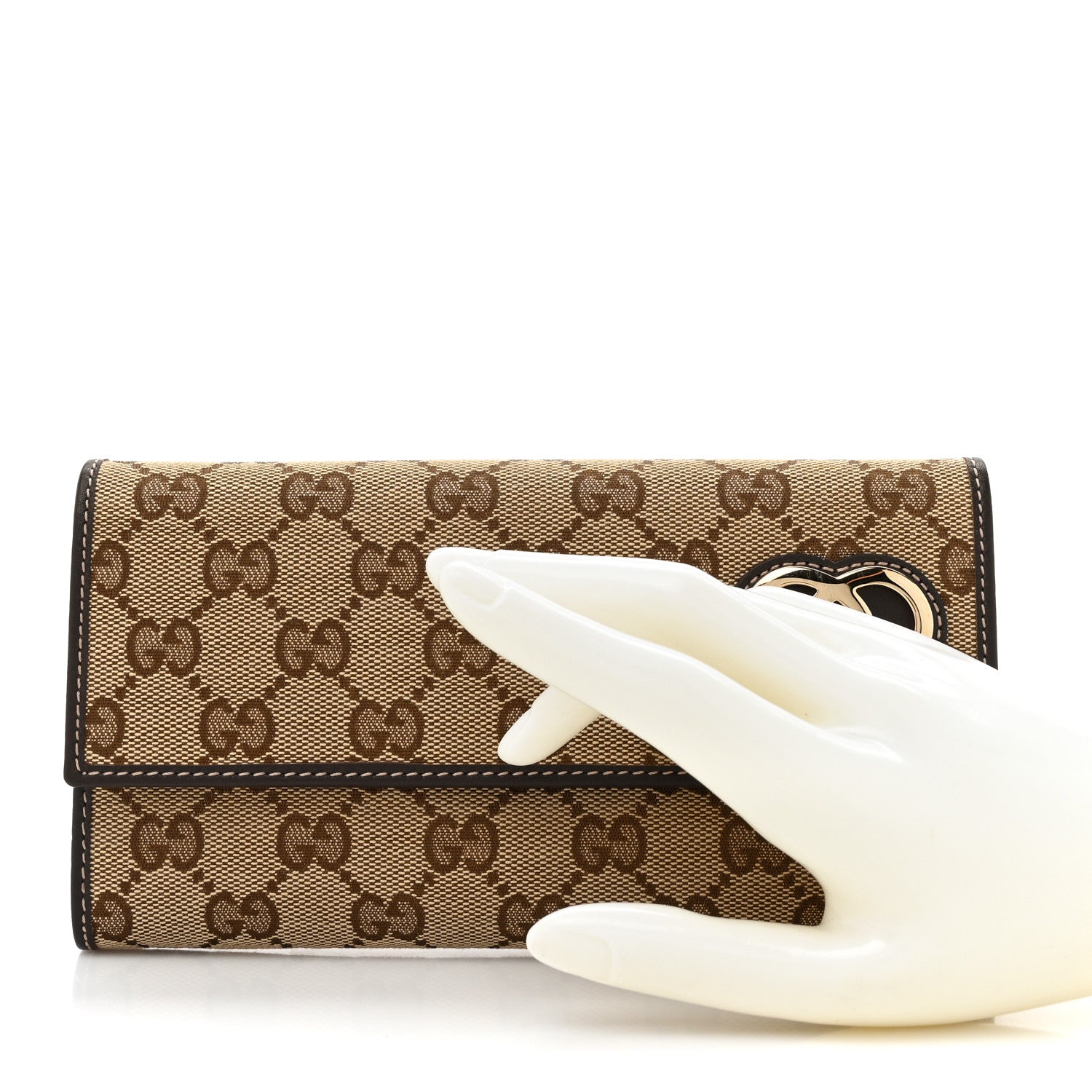 Gucci Monogram Lovely Heart Continental Wallet Brown 2 of 8