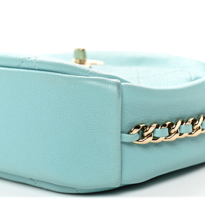 Chanel Goatskin Quilted Small Casual Trip Camera Case Light Blue 10 of 11