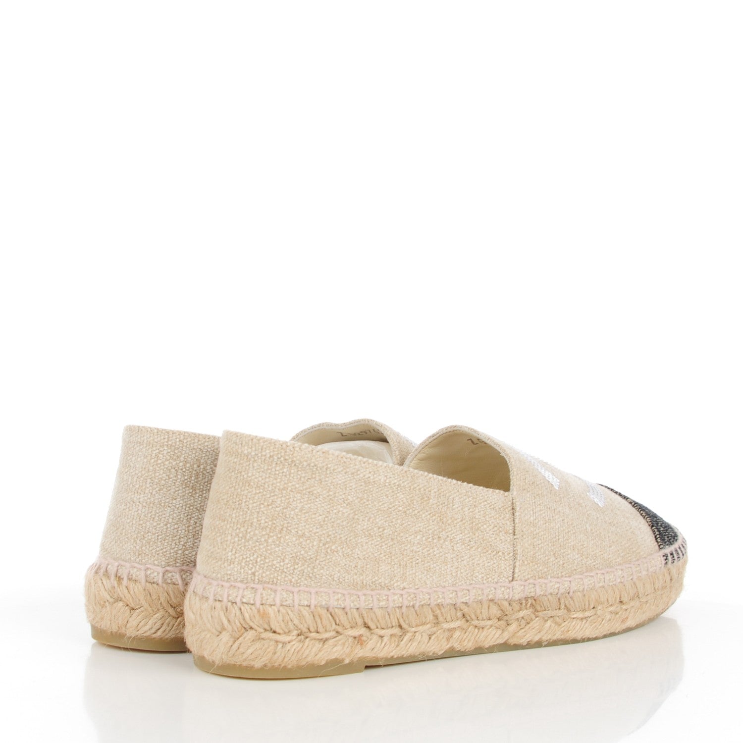 Chanel Toile Sequin CC Espadrilles 40 Beige Black 6 of 11