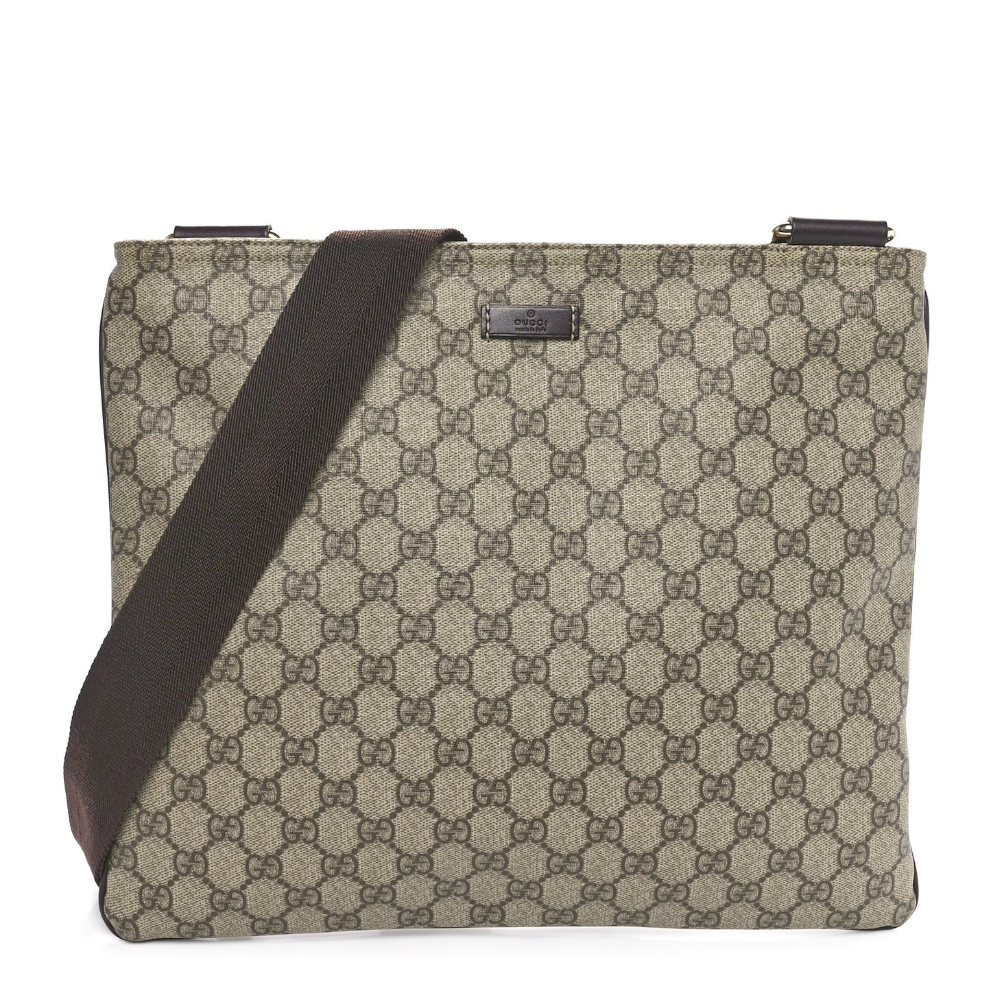 GG Supreme Monogram Medium Flat Messenger Bag Dark Brown