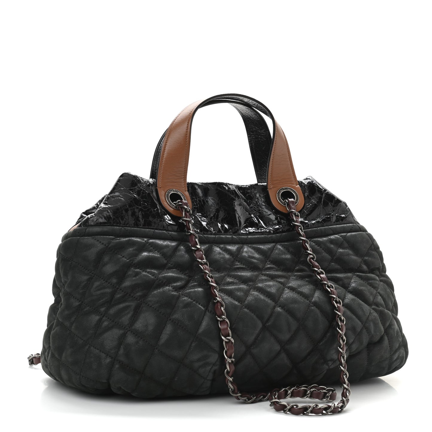 Iridescent Calfskin Small In The Mix Tote Black