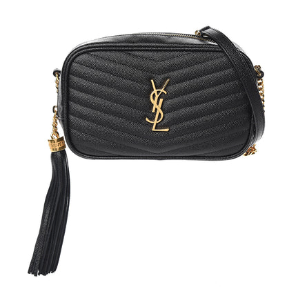 Saint Laurent Grain De Poudre Matelasse Monogram Mini Lou Camera Bag Black 1 of 9