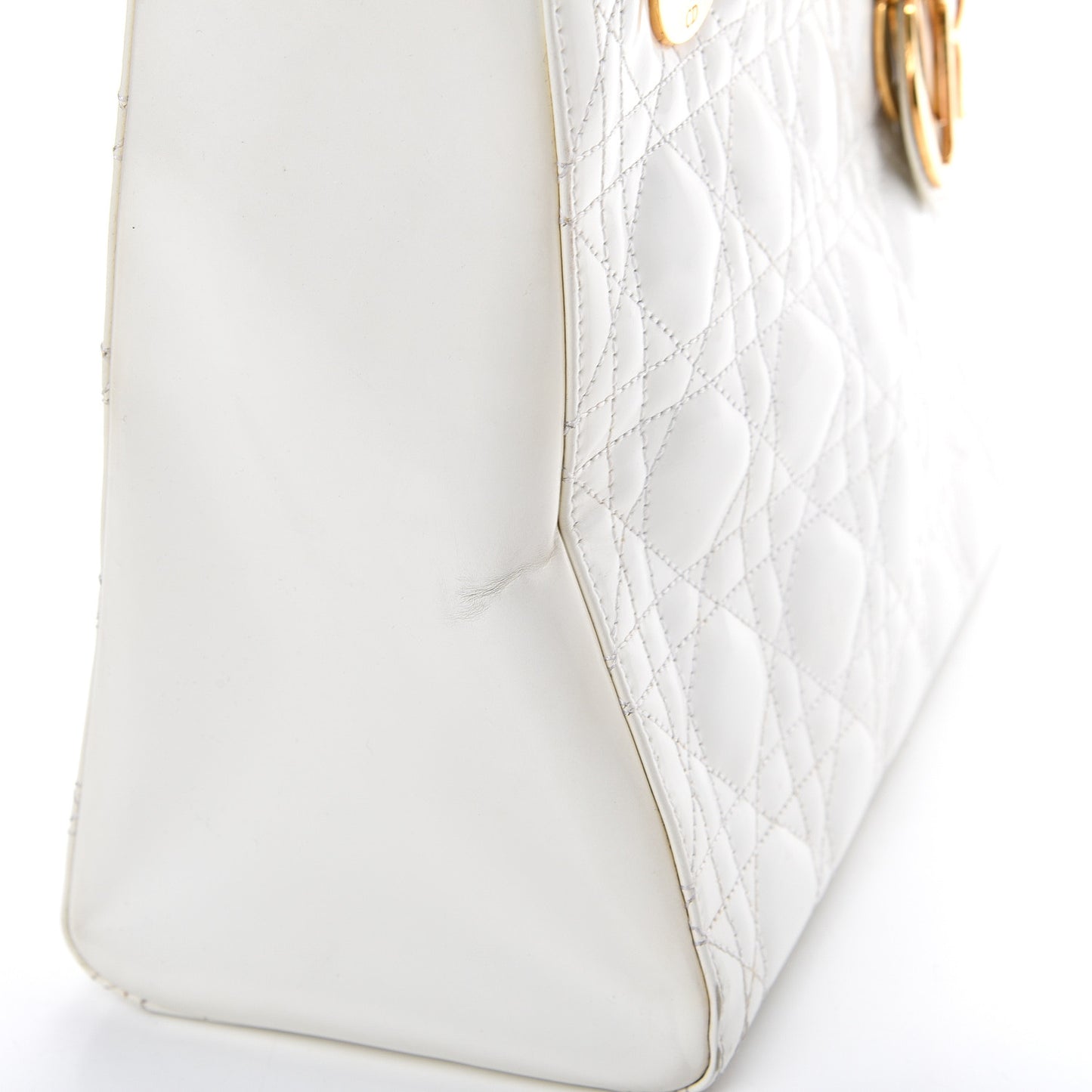 Patent Cannage Medium Lady Dior White