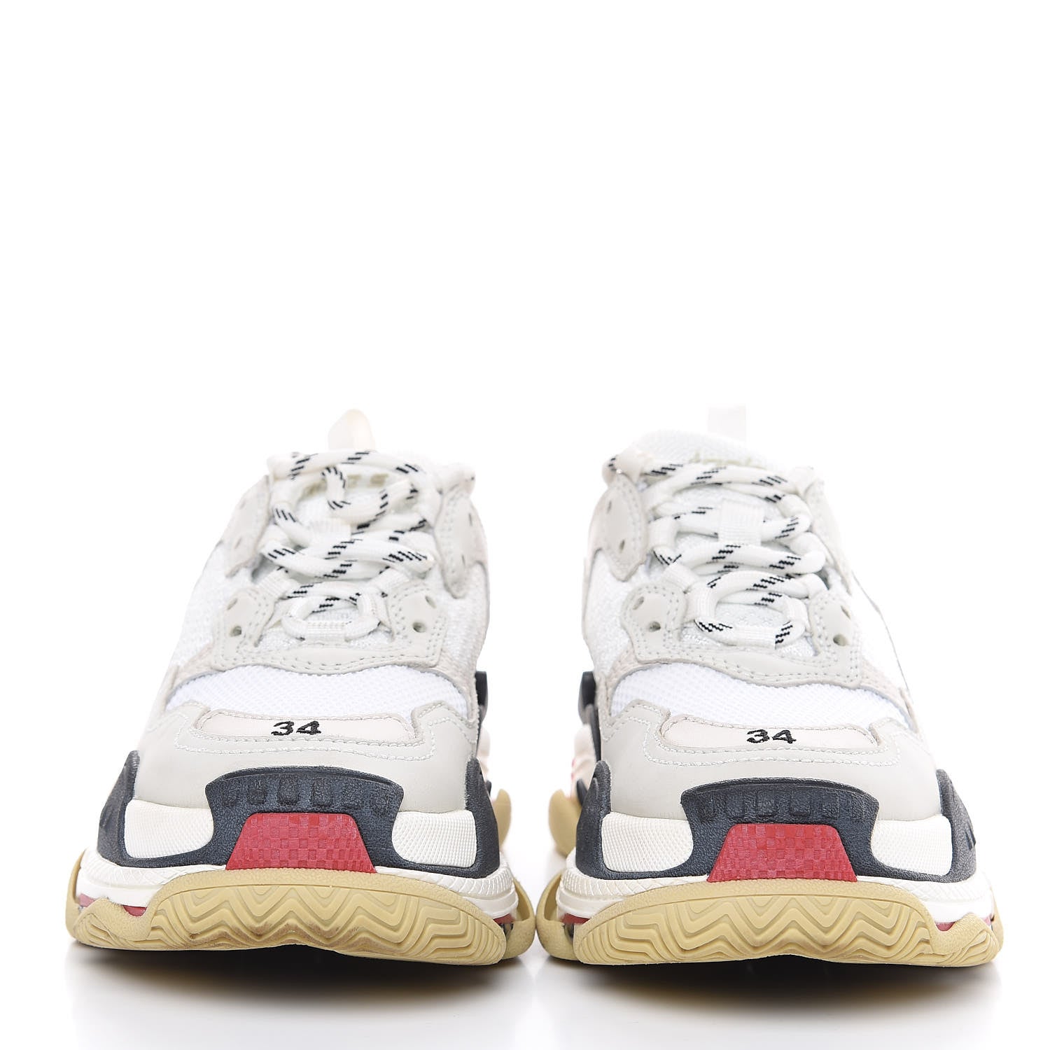 Balenciaga Fabric Mesh Womens Triple S Sneakers 38 Grey Red White 2 of 10