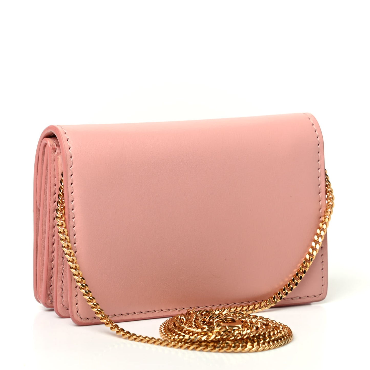 Calfskin Jessie Chain Card Case Blush Pink
