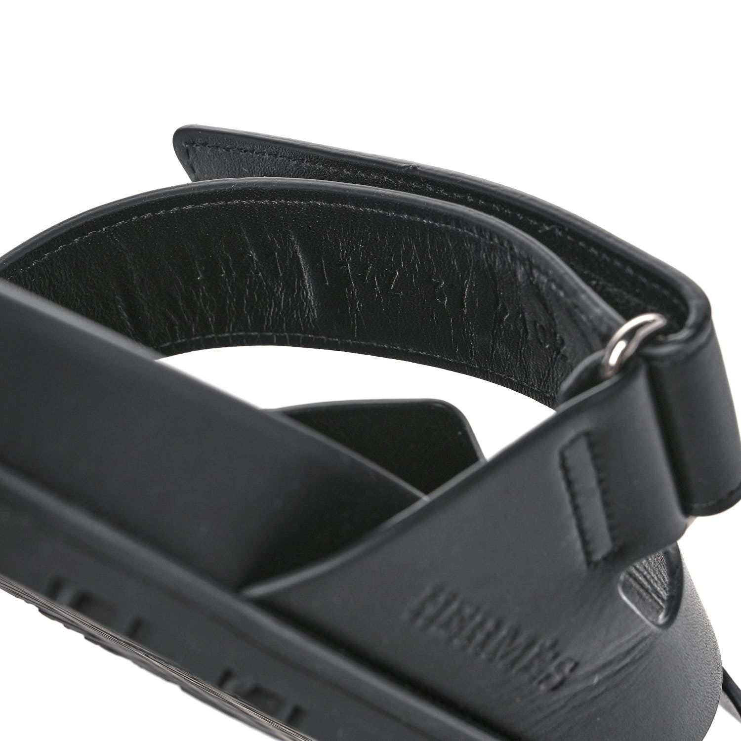 Hermes Calfskin Womens Chypre Sandals 37 Black 8 of 8