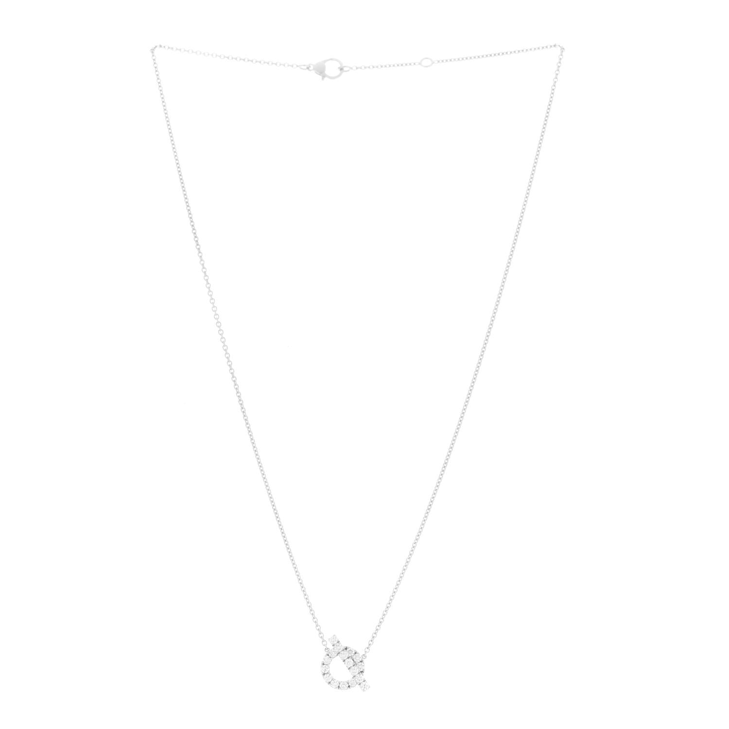 Hermes 18K White Gold Diamond Finesse Pendant Necklace 3 of 6