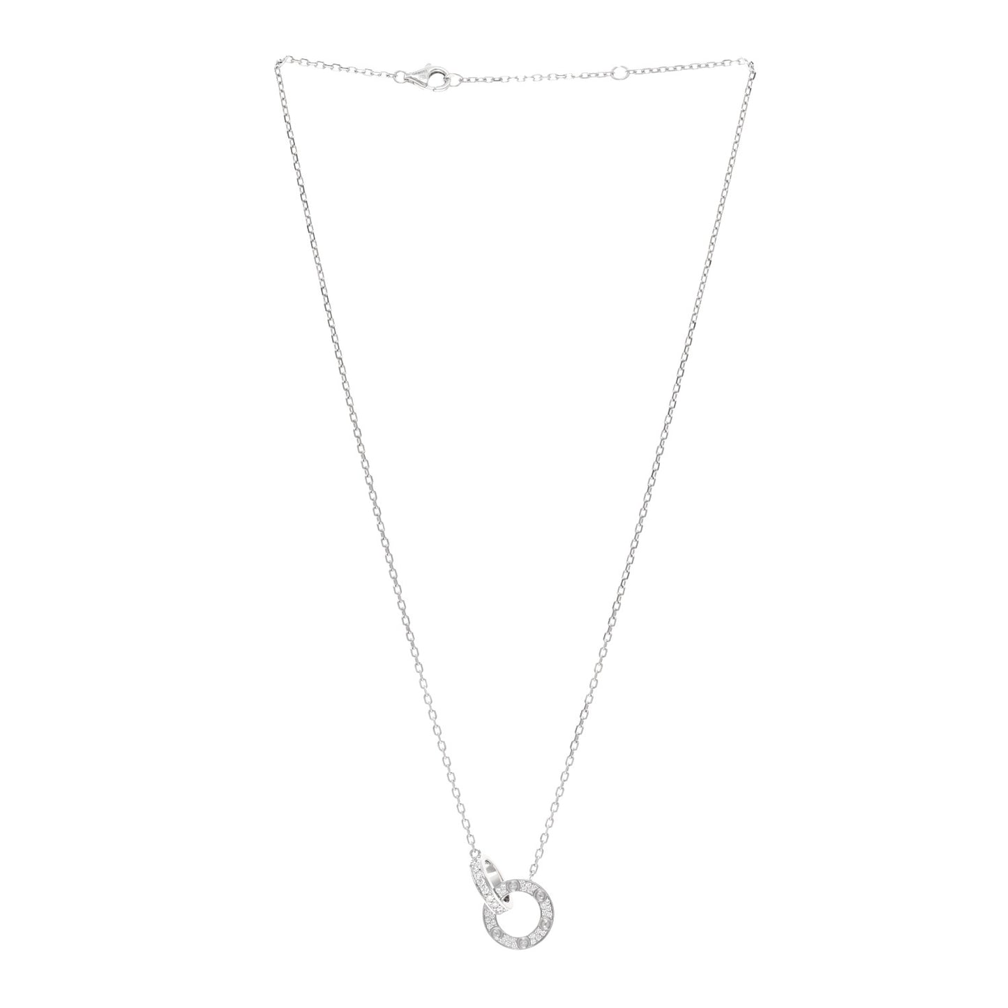 18K White Gold Diamond Interlocking LOVE Paved Necklace