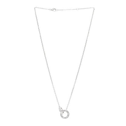 Cartier 18K White Gold Diamond Interlocking LOVE Paved Necklace 3 of 5