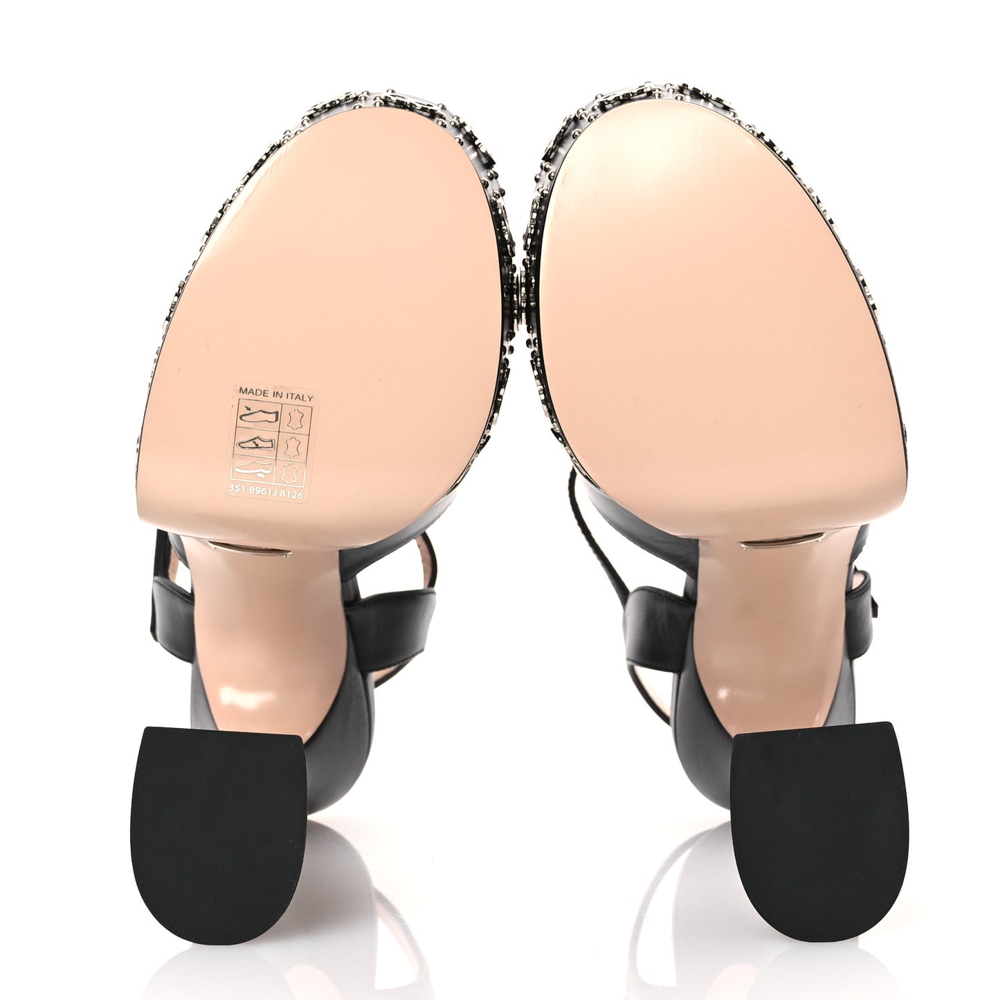 Malaga Kid Interlocking G Studs 155mm Platform Sandals 36 Perfect Black