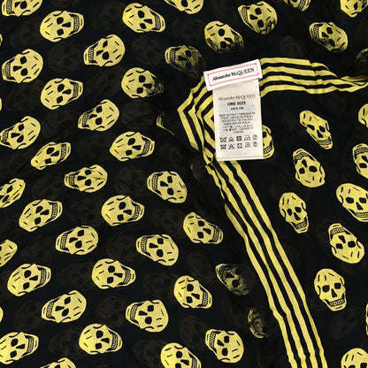 Alexander McQueen Silk Chiffon Skull Scarf Black Yellow 3 of 3