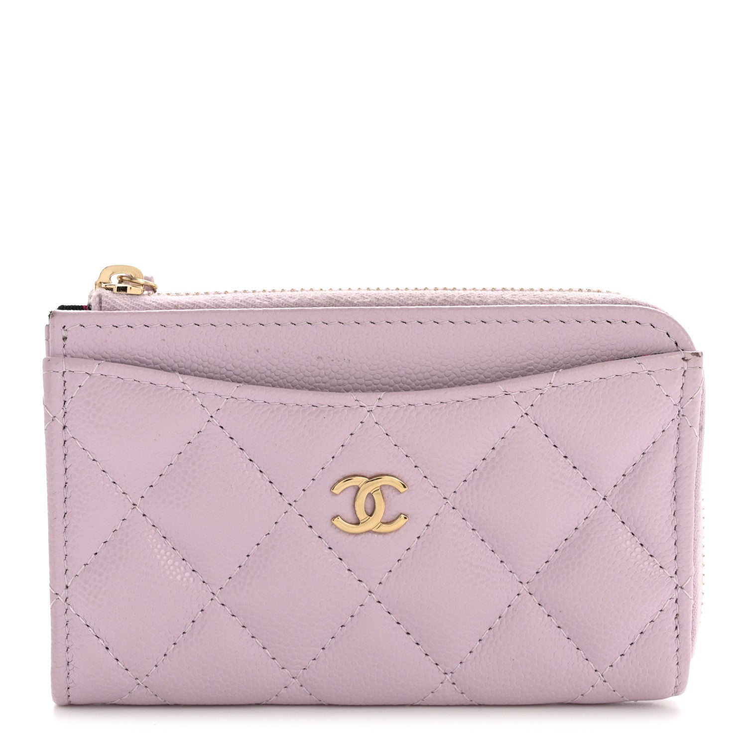 Chanel Caviar Quilted CC Zip Around Card Holder Light Purple 1 of 10