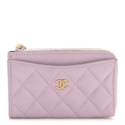 Chanel Caviar Quilted CC Zip Around Card Holder Light Purple 1 of 10
