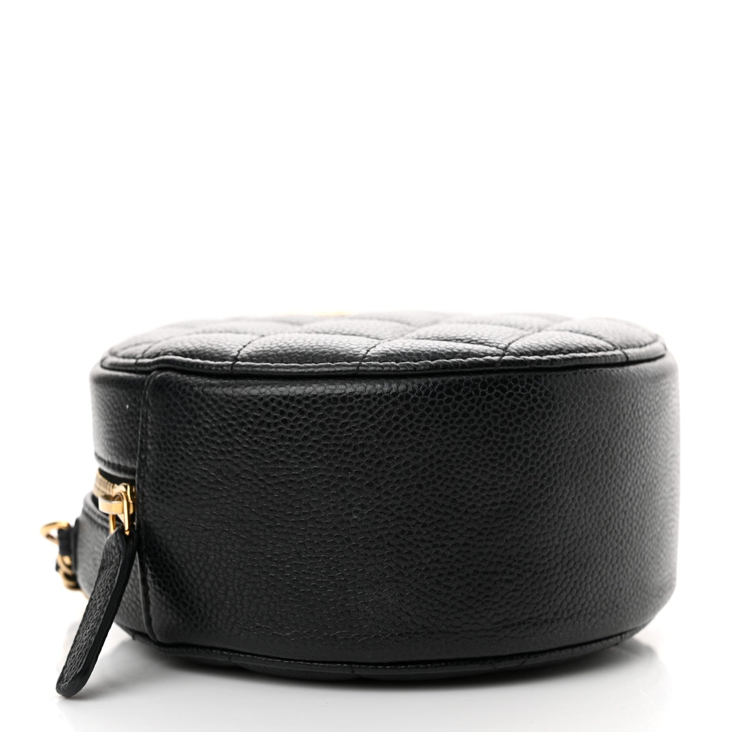 Caviar Quilted Round Coco Clutch With Chain Black