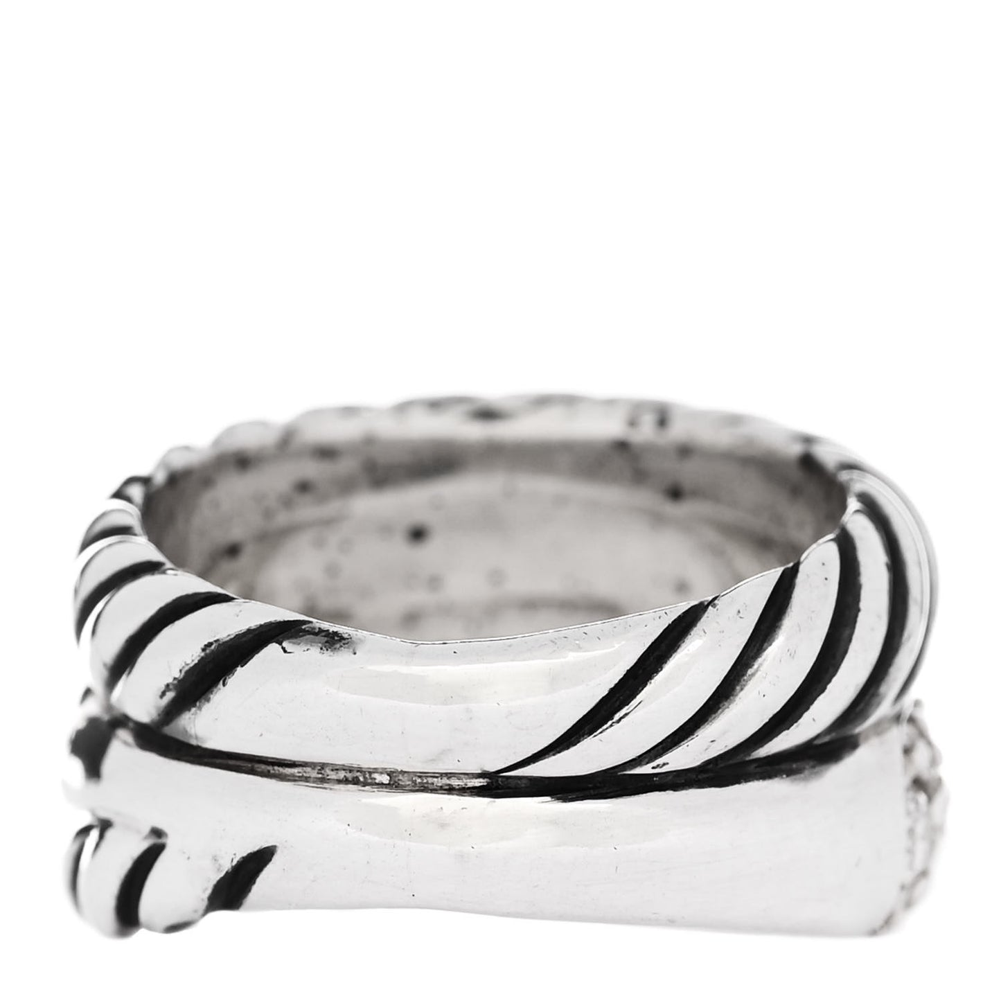 Sterling Silver Diamond Thoroughbred Cable Wrap Ring 50 5.25