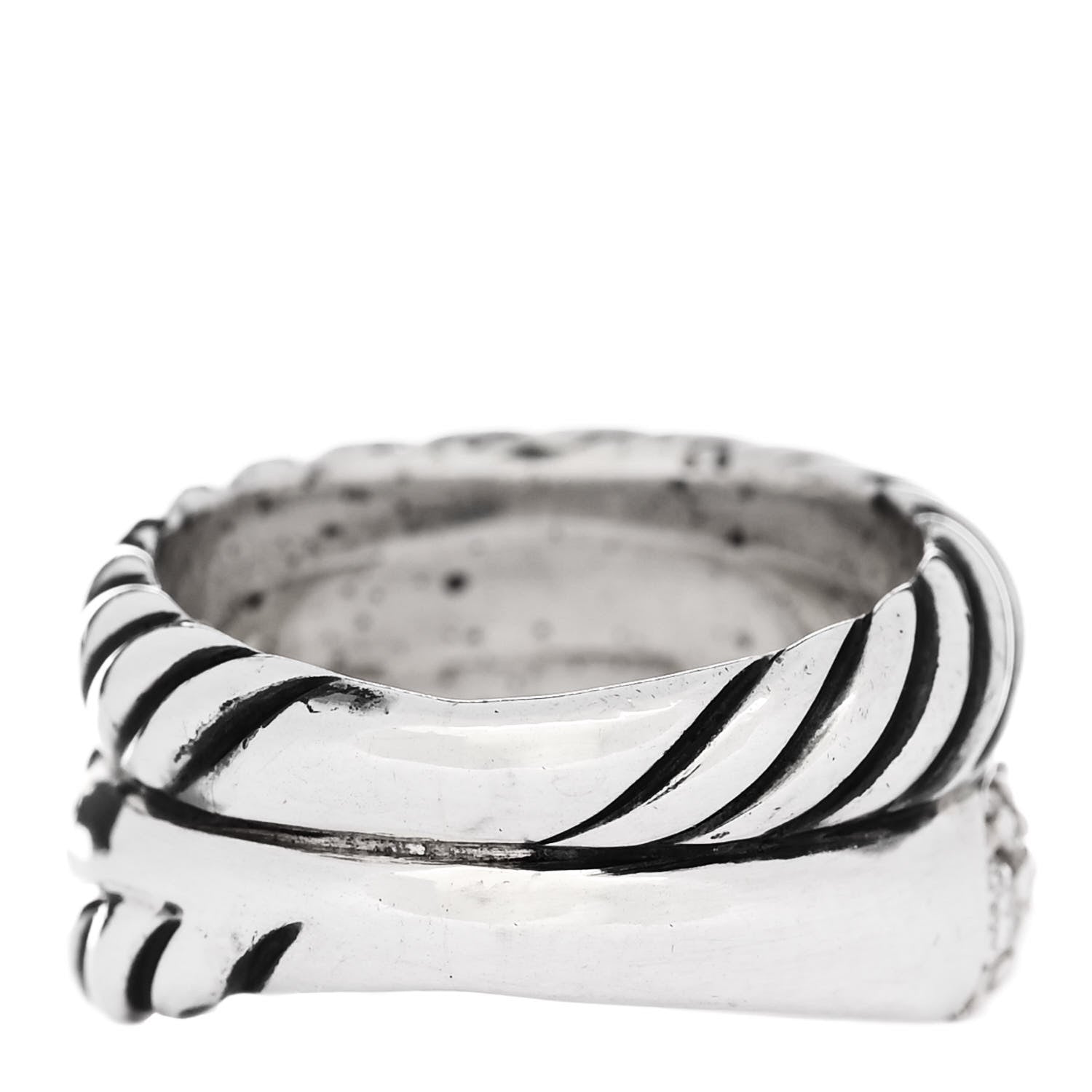 David Yurman Sterling Silver Diamond Thoroughbred Cable Wrap Ring 50 5.25 3 of 4