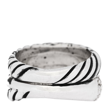 David Yurman Sterling Silver Diamond Thoroughbred Cable Wrap Ring 50 5.25 3 of 4