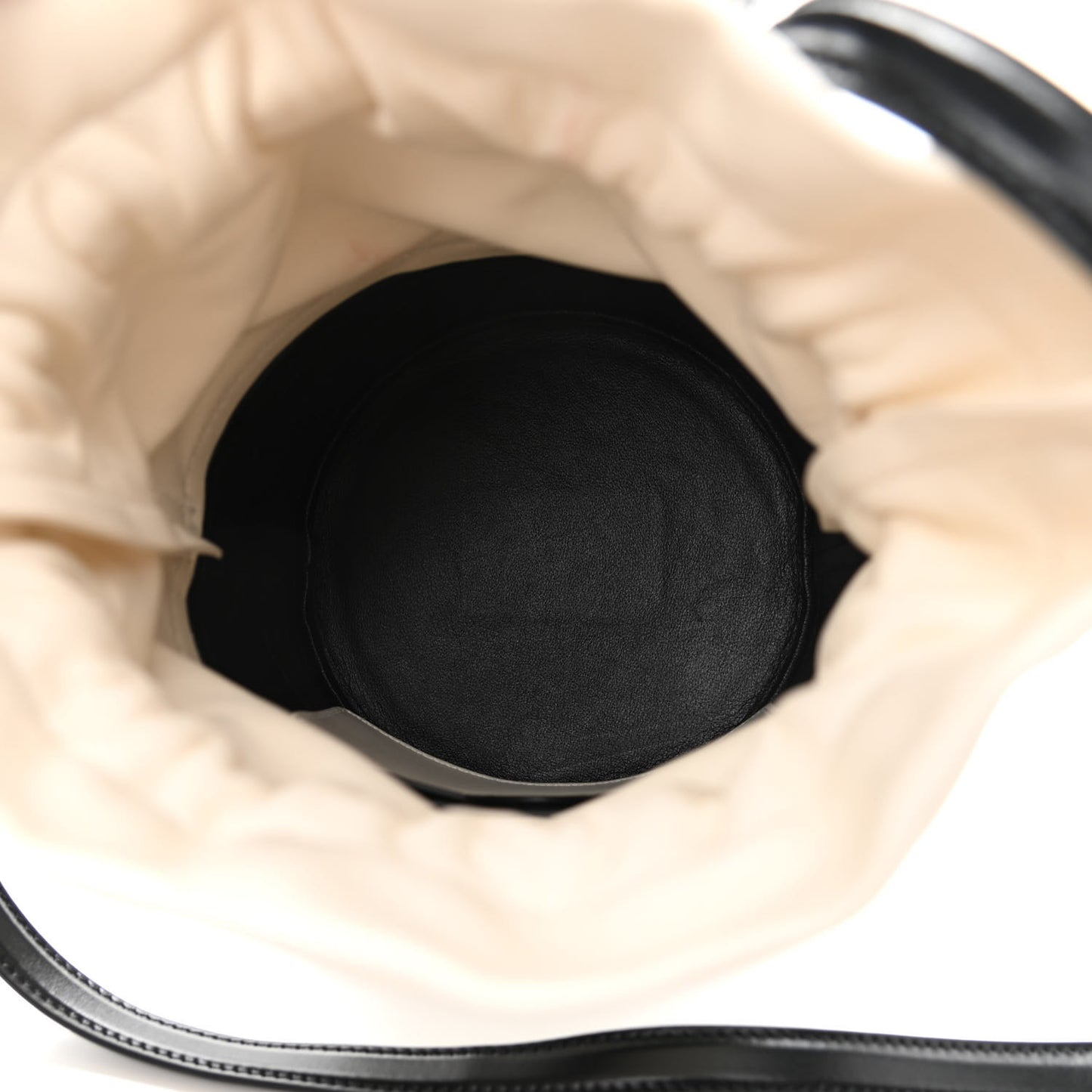 Calfskin The Soft Curve Drawstring Bag White Black