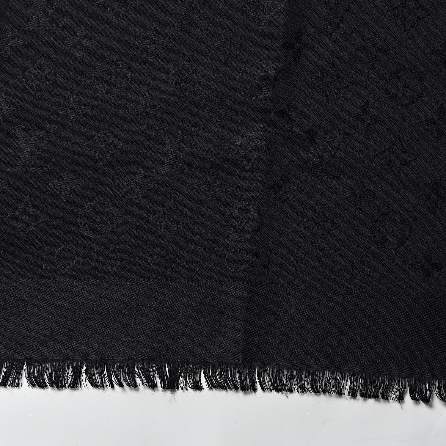 Louis Vuitton Silk Wool Monogram Shawl Black 3 of 4