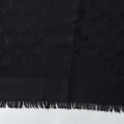 Louis Vuitton Silk Wool Monogram Shawl Black 3 of 4