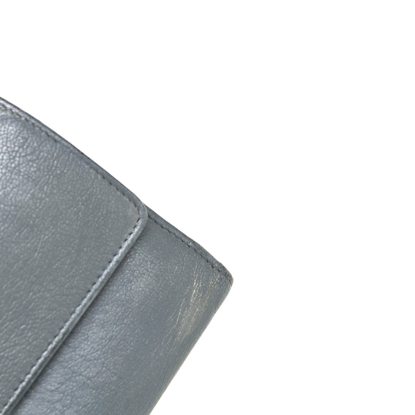 Metallic Goatskin Large Flap Wallet Silver