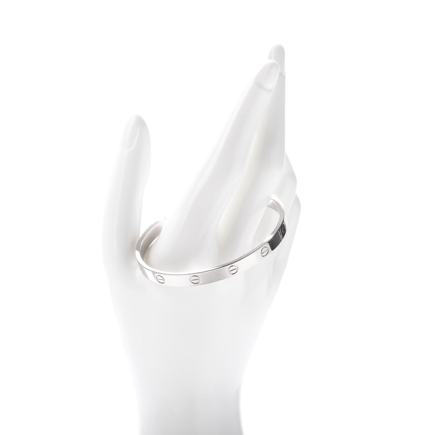 18K White Gold LOVE Cuff Bracelet 19