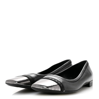 Prada Nappa Metallic Square Toe Ballerina Flats 35.5 Black 4 of 11