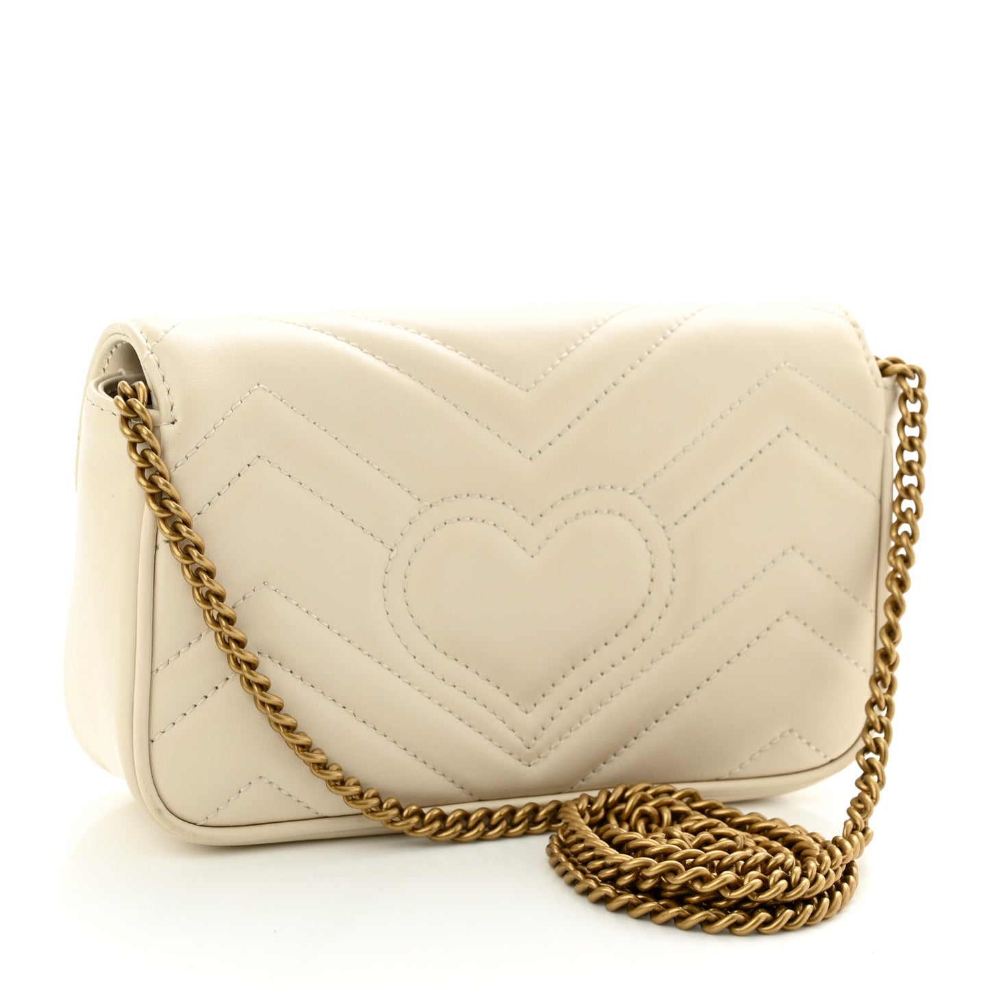 Calfskin Matelasse Super Mini GG Marmont Shoulder Bag White