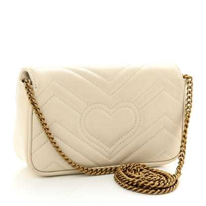 Gucci Calfskin Matelasse Super Mini GG Marmont Shoulder Bag White 3 of 10