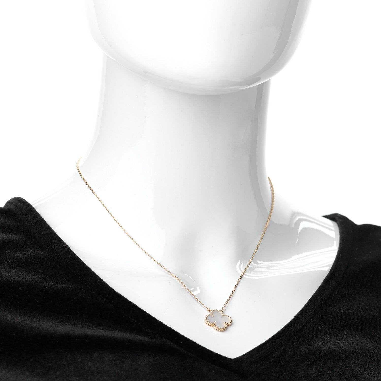 Van Cleef & Arpels 18K Yellow Gold Mother of Pearl Vintage Alhambra Pendant Necklace 2 of 7