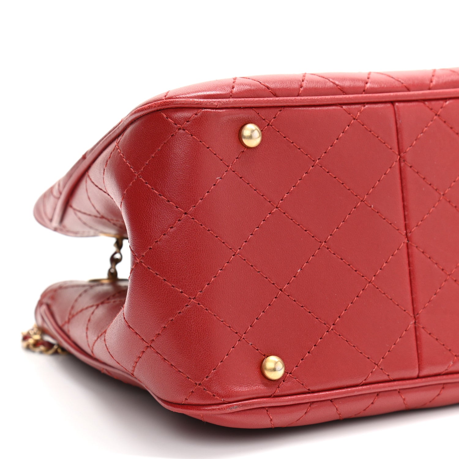 Chanel Calfskin Stitched Small Egyptian Amulet Drawstring Bag Red 8 of 10