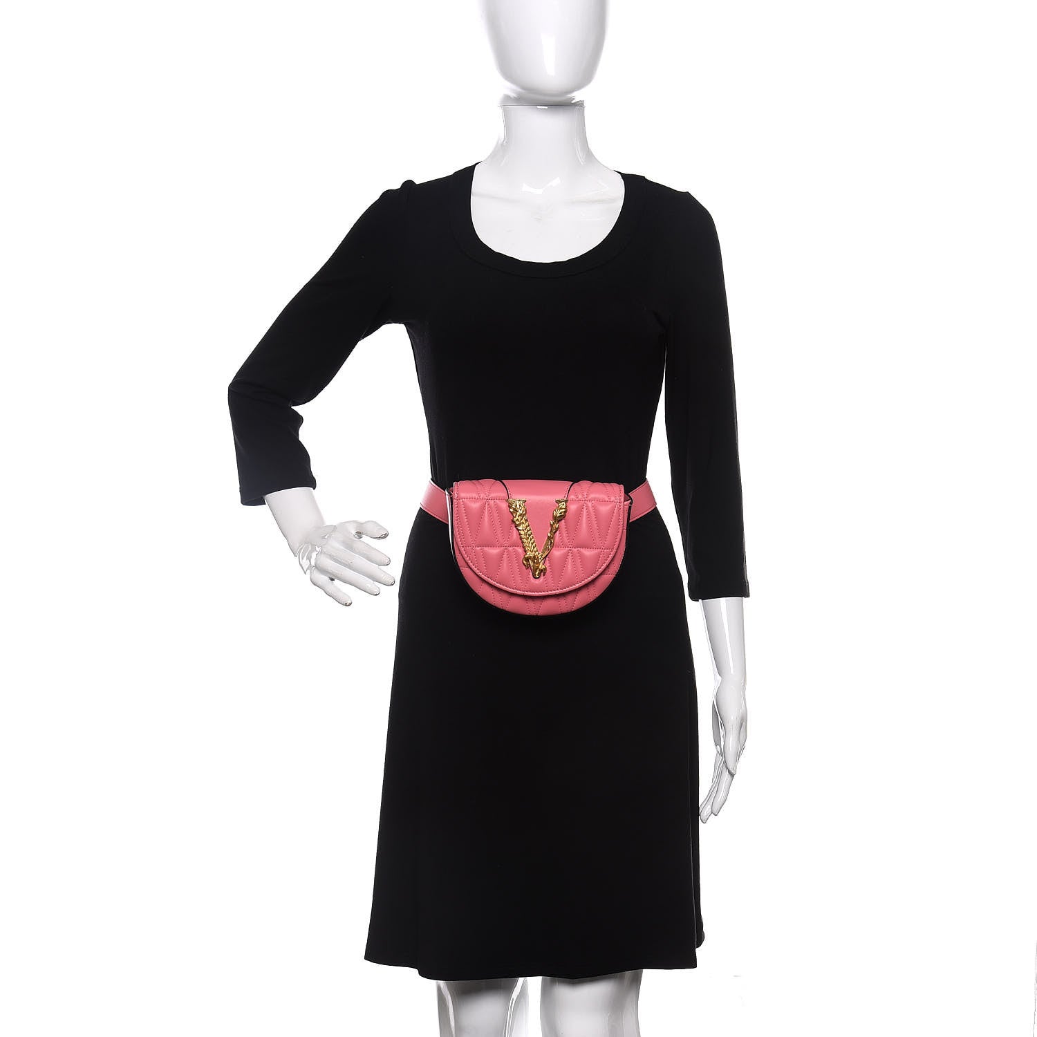Versace Nappa Quilted Virtus Belt Bag Pink 2 of 9
