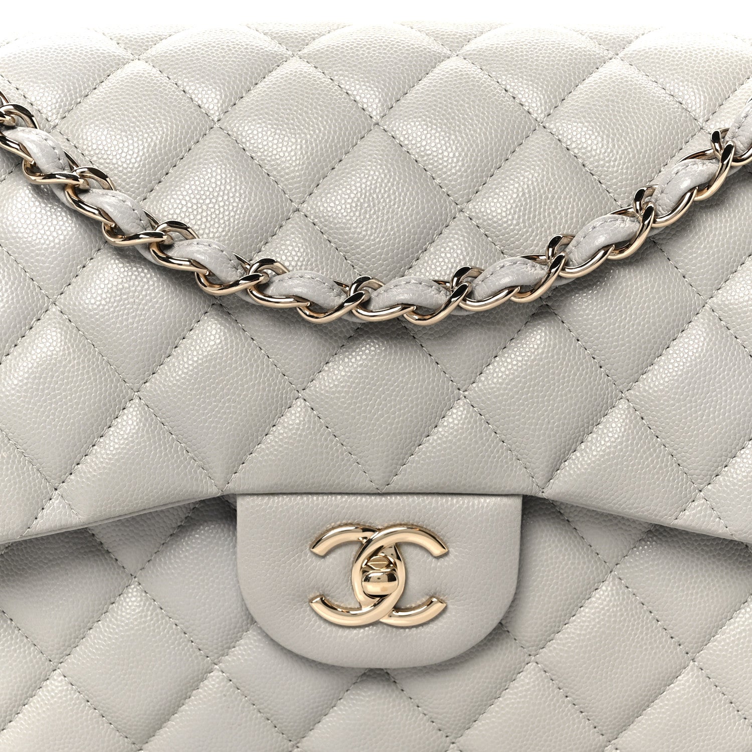 Chanel Caviar Quilted Jumbo Double Flap Grey Grey 9 of 11