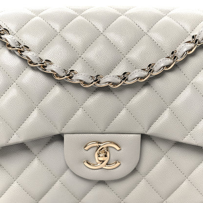 Chanel Caviar Quilted Jumbo Double Flap Grey Grey 9 of 11