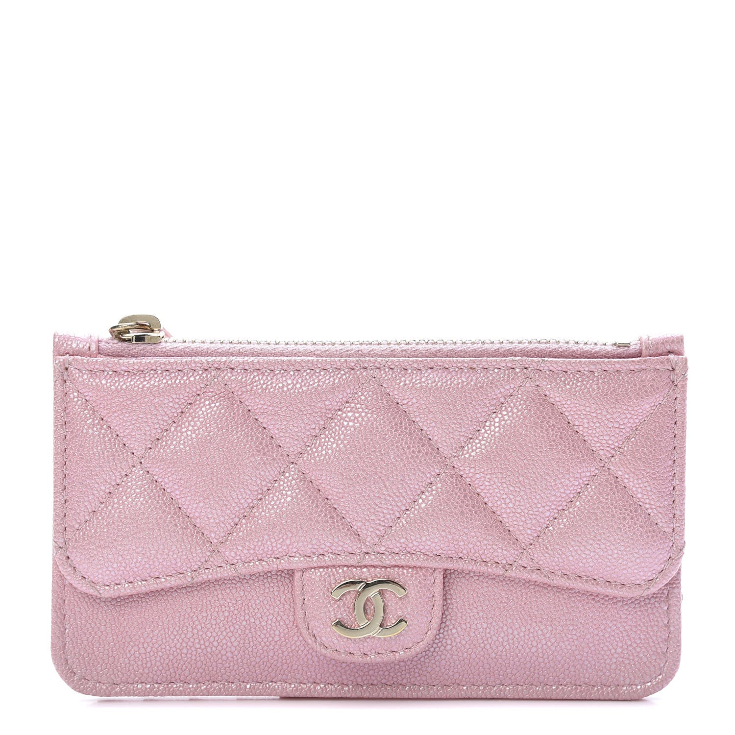 Chanel Iridescent Caviar Quilted Flap Zip Card Holder Pink 1 of 7