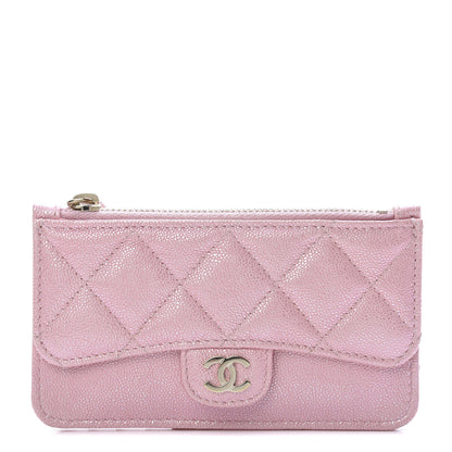 Chanel Iridescent Caviar Quilted Flap Zip Card Holder Pink 1 of 7