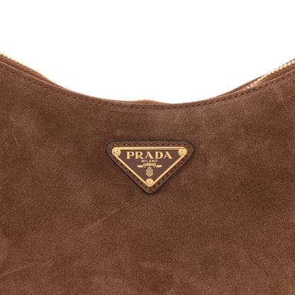 Prada Scamosciato Suede Medium Aimee Shoulder Bag Cacao 7 of 9