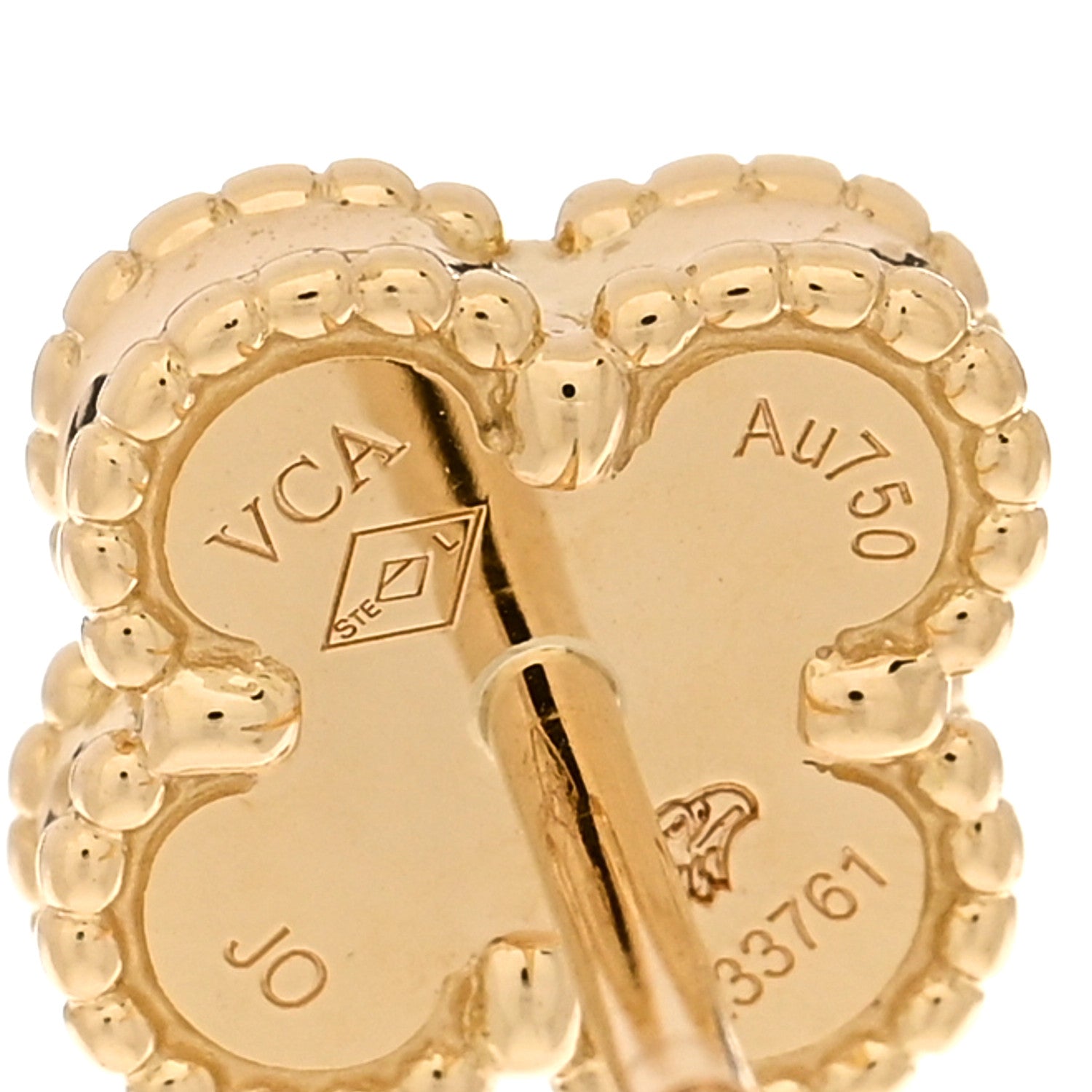 Van Cleef & Arpels 18K Yellow Gold Mother of Pearl Sweet Alhambra Earrings 4 of 5