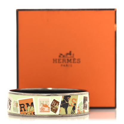 Hermes Enamel Printed Wide De Passage a Paris Bracelet 70 6 of 6