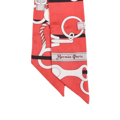 Hermes Silk Panoplie Equestre Twilly Rouge Creme Ebene 2 of 6
