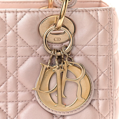 Christian Dior Pearly Lambskin Cannage Medium Lady Dior Lotus 7 of 9
