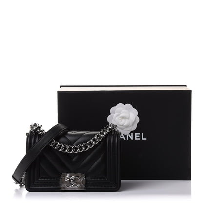 Chanel Caviar Chevron Quilted Small Boy Flap Black 11 of 11