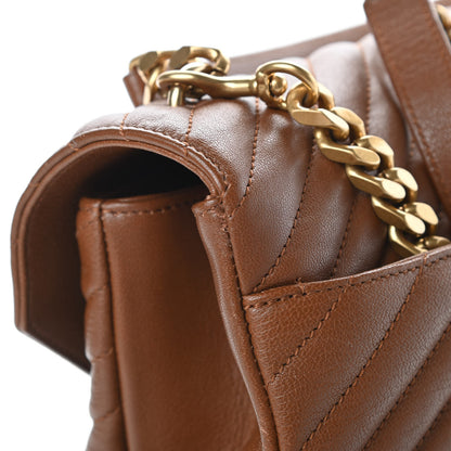 Saint Laurent Sheepskin Matelasse Chevron Monogram Large College Satchel Cognac 14 of 14