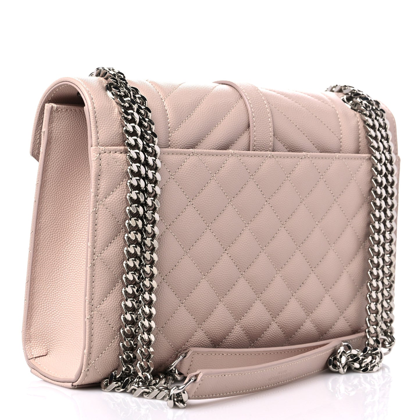 Grain De Poudre Textured Mixed Matelasse Medium Triquilt Monogram Satchel Marble Pink